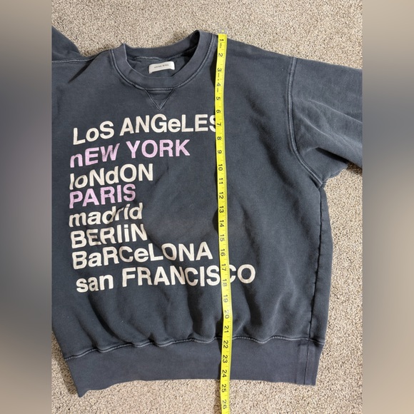 Anine Bing City Love Sweatshirt in Charcoal Grey Size Medium Cotton Crewneck - Picture 14 of 15